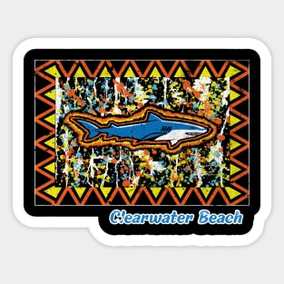 Clearwater Beach Florida Distressed Tribal Island Pattern and Shark Sticker